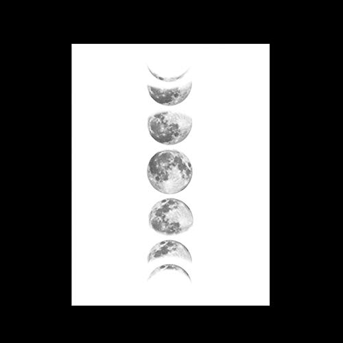 03 Cuadros de Pared de Lienzo, 40 * 30 cm / 15 * 11,8 Pulgadas Pintura de Fases Lunares, Lienzo Impermeable de Alta(White 090-1)