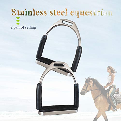 1 par de estribos de seguridad para montar a caballo, antideslizantes, plegables, de acero inoxidable, 12 x 13 cm.