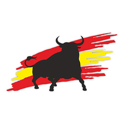1 pegatina de toro con bandera I kfz_263 I 20 x 10,5 cm I pegatina para coche autocaravana portátil I España Espana Bulle I Resistente a la intemperie