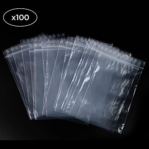 100 bolsas con cierre de cremallera transparente y plástico apto para alimentos 10x15 cm