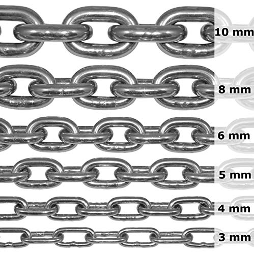 100-cm = 1-metros 5-mm de espesor de cadena de acero inoxidable de eslabón corto de NietFullThings en cada unidad cadena de anclaje DIN 5685 DIN 766 1-m