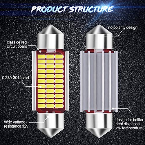 10Pcs 42mm LED Bombillas Festoon,C5W 33-3014LED Luz Interior de Coche Festón Lámpara 12V 6000K Canbus para Luz de la placa del auto Bombillas de techo