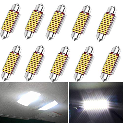 10Pcs 42mm LED Bombillas Festoon,C5W 33-3014LED Luz Interior de Coche Festón Lámpara 12V 6000K Canbus para Luz de la placa del auto Bombillas de techo