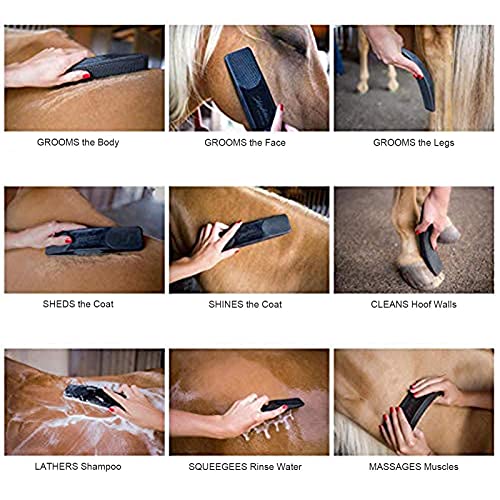 2 Pcs Strip Hair Gentle Groomer,Horses Dogs 6-in-1 Shedding Grooming Massage,Pet Grooming Masaje Cepillo,Cepillo De Aseo para Caballos Mascotas Herramienta De Aseo,para Eliminar El Barro Seco Y Sudor