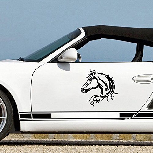 20 * 20 cm pegatina reflectante para coche caballo hermoso patrón animal cuerpo del coche calcomanía decorativa pegatinas para coche negro/blanco(negro)