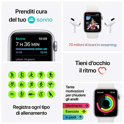 2020 Apple Watch SE (GPS + Cellular, 44 mm) Caja de Aluminio en Gris Espacial - Correa Loop Deportiva en Color carbón