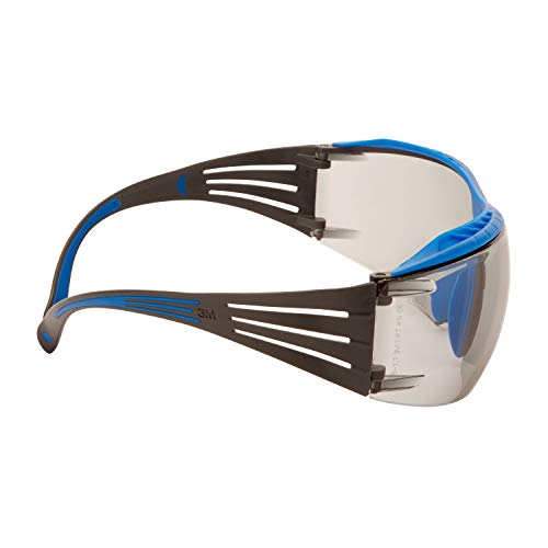 3M SecureFit 400X Gafas de seguridad, montura azul/gris, recubrimiento antiempañante Scotchgard (K&N), lentes gris claro interior/exterior, SF407XSGAF-BLU-EU