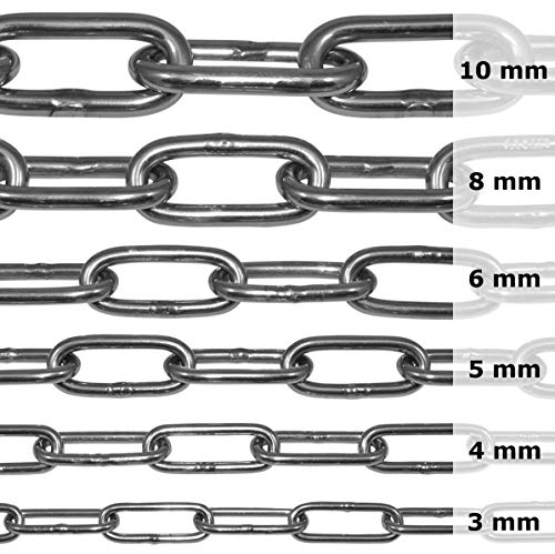 5-metros 3-mm cadena de acero inoxidable de espesor fabricado en V4A de eslabón largo de NietFullThings en cada unidad Cadena de anclaje DIN 5685 DIN 763 5-m A4