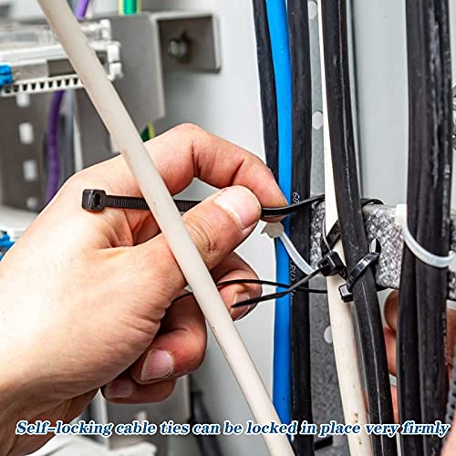 500 Pcs Bridas Plastico Negras Sujetacables de Plástico Cable Management Nylon Cables Resistencia a Altas Temperaturas 5 Tamaños: 100/150/200/250/300 mm