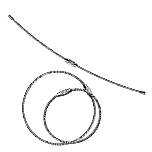 5pcs 1,5 / 2 mm Llavero Tag cuerda de alambre de acero inoxidable Cable de bucle de enganche de tornillo Gadget anillo de Clave llavero Círculo Camp guarniciones de la cuerda ( tamaño : 1.5mmX150mm )