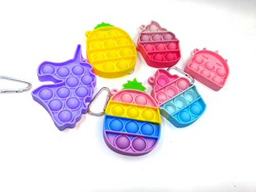 6 Pcs Mini Pop Fidget Simple Dimple Toy,Mini Push Pop Fidget Toy Llavero,Mini Rainbow Bubble Wrap Sensory Silicone Toy, Autismo Necesidades Especiales Aliviador del Antiestrés del Juguetes para Niños