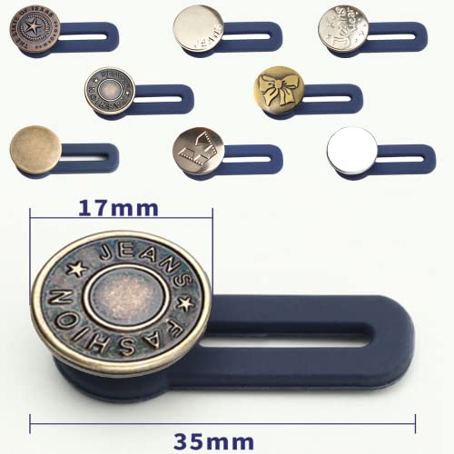 8 Piezas Extensores De Botones, Botón de Extensión Metal Retráctil, Prolongador de Botón Elástico, Hombres Mujeres Vaqueros Extensor de Cintura, Adecuado Para Jeans Y Camisas