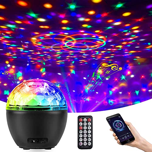 Abosea Luces Discoteca, 16 Colores LED Luces Discoteca Giratoria, Bola Disco Luz con USB Cable y Control Remoto, para Halloween, Navidad, Discoteca, Fiesta de DJ, Fiesta de Baile