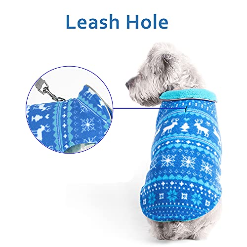 ABRRLO Forro polar para perros, chaleco para perros, abrigo reflectante, chaqueta reversible sin mangas, para perros pequeños, medianos y pequeños, Navidad (azul XL)