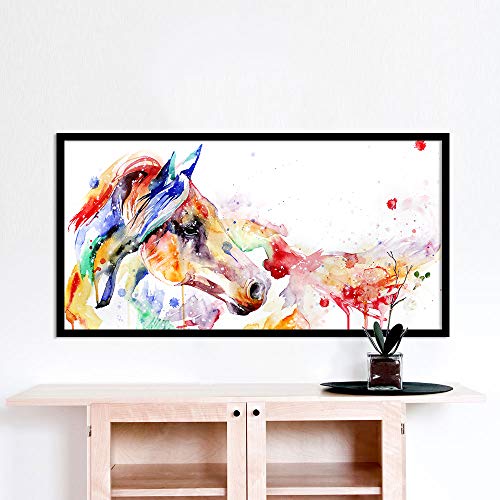 Acuarela colorida Póster de caballo e impresiones en lienzo de pintura de pared arte de animales de moda decoración del hogar Navidad y regalos para el nuevo hogar