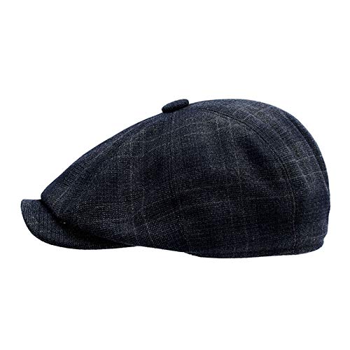 Adantico Sombrero de Invierno para Hombres Gorra Plana Boina Gorra a Cuadros Newsboy Caps (Negro B)