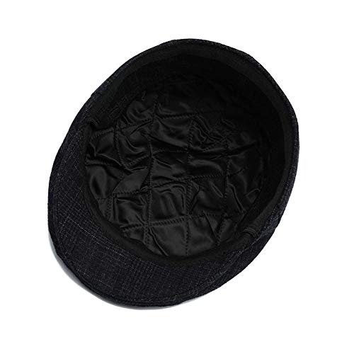 Adantico Sombrero de Invierno para Hombres Gorra Plana Boina Gorra a Cuadros Newsboy Caps (Negro B)