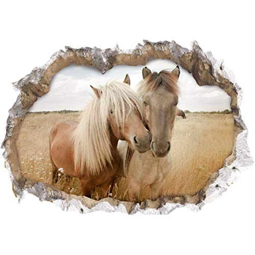 Adhesivo de pared 3D "caballos", tridimensional, autoadhesivo, lavable, fácil de poner y quitar, 70 x 100 cm [Diseño: caballos]