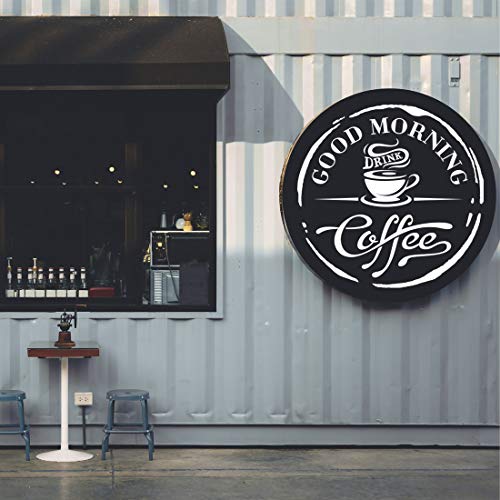 Adhesivo decorativo para pared con texto en inglés "Good Morning Drink Coffee Cafe Window Sticker Art Stickers Vinilo Decoración" para cocina, espejo, azulejos, citas, transferencias, decoración