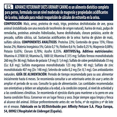 ADVANCE Veterinary Diets Urinary - Pienso Para Perros Con Problemas Urinarios - 12 kg