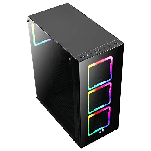 Aerocool TOR Pro - Caja de PC, E-ATX, cristal templado, 4 ventiladores RGB 14cm negro