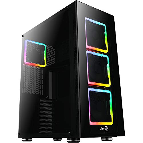Aerocool TOR Pro - Caja de PC, E-ATX, cristal templado, 4 ventiladores RGB 14cm negro