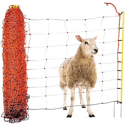 Agrarzone red para ovejas valla premium con electricidad naranja-amarillo 50m x 90cm | Estacas de fibra de vidrio extremadamente estables y doble punta | Para ovejas cabras | Para pastos, cabras
