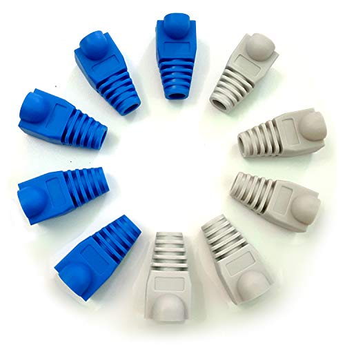 ALLNICE 100 fundas para botas RJ45 de plástico suave, color azul y gris, para conectores RJ45, conector RJ45, tapa para botas (tipo 1)