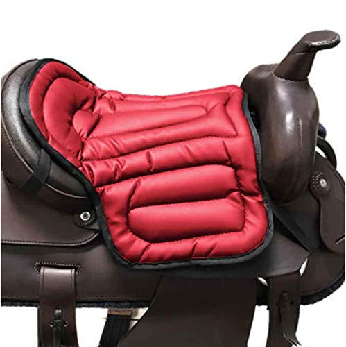 Almohadilla para silla de montar suave Almohadilla para asiento ecuestre Equipo para montar a caballo Amortiguador para silla de montar de PU integral Almohadilla para silla occidental Indolora,Rojo