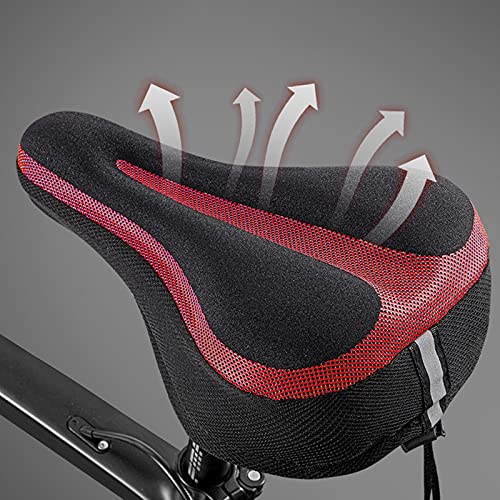 Amagogo Esponja Funda de Silicona para Asiento de Bicicleta Extra cómodo Gel Suave Asiento de Bicicleta Cojín de sillín de Bicicleta Cojín de Bicicleta - Negro y Rojo
