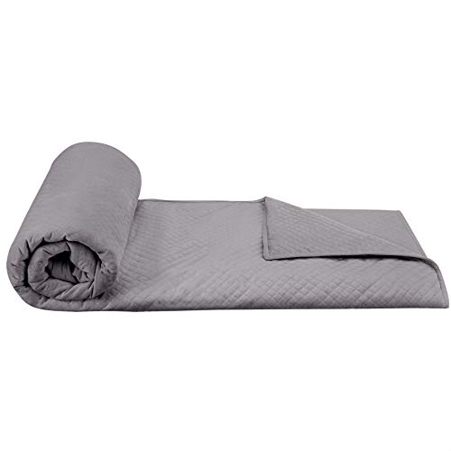 Amazon Basics - Funda de Minky acolchada para mantas con peso, 120 cm x 180 cm (individual), gris oscuro