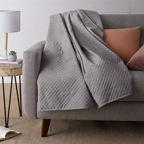 Amazon Basics - Funda de Minky acolchada para mantas con peso, 120 cm x 180 cm (individual), gris oscuro