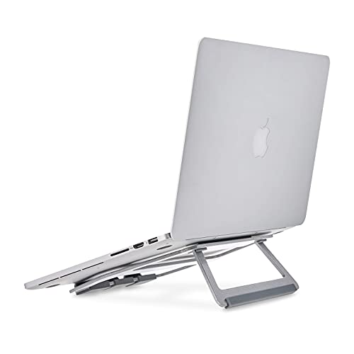 Amazon Basics – Soporte plegable de aluminio para ordenador portátil de hasta 38 cm (15 pulgadas), Plateado