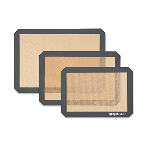 Amazon Basics - Tapete de silicona para hornear, juego de 3 unidades