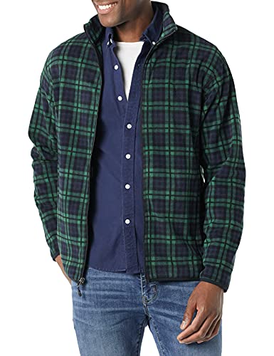 Amazon Essentials Full-Zip Polar Fleece Jacket Chaqueta de Forro, Azul Marino/Verde, Cuadros Escoceses, S