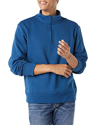 Amazon Essentials Long-Sleeve Quarter-Zip Fleece Sweatshirt Sudadera, Verde Azulado Oscuro, L