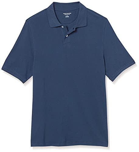 Amazon Essentials Regular-Fit Cotton Pique Polo Shirt, Azul, L