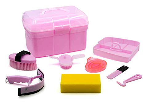 AMKA Caja de limpieza para niños – Maletín de limpieza relleno de 7 piezas (rosa)