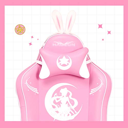 Ancla De Silla Viva Rosa Silla para Juegos Cute Bunny Ear Las Niñas Pueden Levantar Sillas De Computadora Inicio Cómodo Ancla Silla De Transmisión En Vivo Silla De Juego De Café Internet