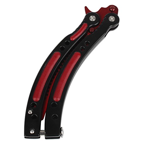 Andux Zone plegable curvado de acero inoxidable con tapa truco práctica herramienta estilo peine CS/hdd38, rojo