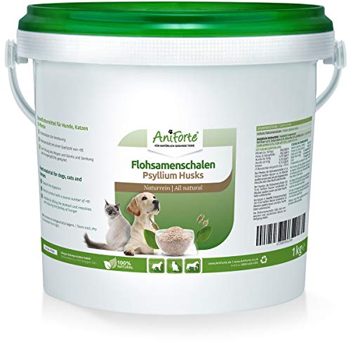 AniForte Cáscaras de psyllium para caballos, perros y gatos 1kg - Producto natural, ricas en fibra, psyllium indio para caballos en calidad de alimento crudo