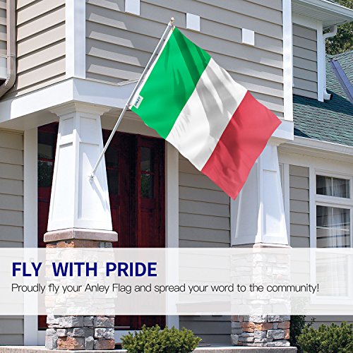 Anley Fly Breeze Bandera de Italia de 3x5 pies - Color Vivo y Resistente a la decoloración UV - Cabecera de Lona y Doble Costura - Banderas Italianas Poliéster con Ojales de latón 3 X 5 pies