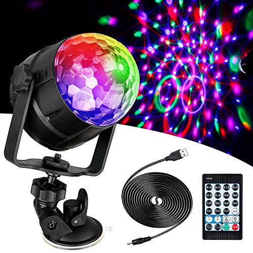 Anpro 15 Colores Luces Discoteca Giratoria,Bola LED de Discoteca,Disco Luz USB, Controlada por Control Remoto,Lámpara Decorada para Fiesta,Bar,Boda,Navidad,Coche,Festival, Cumpleaños