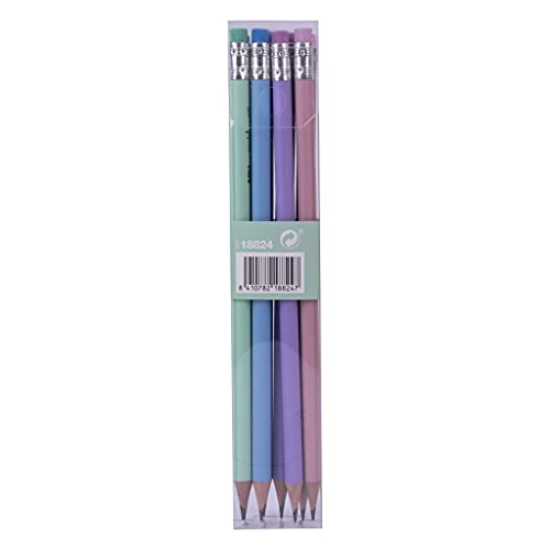 APLI 18824 - Pack de 8 lápices de grafito HB con goma en la parte superior - Colores pastel