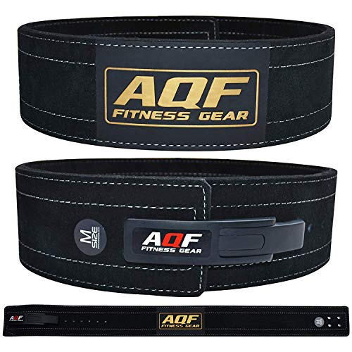 AQF Cinturon Lumbar Gimnasio, 4"/10.2 cm Amplio Cuero Acolchado Faja Lumbar, Cinturones Hombre Mujer Levantamiento Palanca Hebilla Powerlifting Musculacion Cinturon ​Lastre Gimnasio