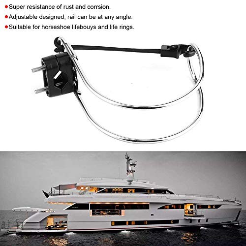 Aramox - Soporte de aro salvavidas para barco, soporte de anillo de salvavidas de acero inoxidable de 5.3 pulgadas, soporte de herradura, 135 x 160 mm