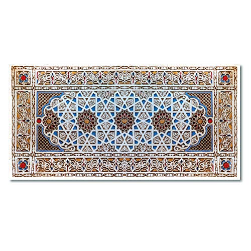 Arjazia Cuadro árabe - Cuadro decorativo para pared, diseño geométrico de 60 x 30 cm y 80 x 40 cm, impresión sobre lienzo de alta resolución, lienzo estirado sobre un marco de madera (80 x 40 cm)