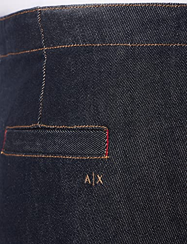 Armani Exchange Tobacco Contrast Stitches, Embroidered Logo Below The Welt Back Pocket Pantalones Informales, Indigo Azul Vaquero, M para Mujer