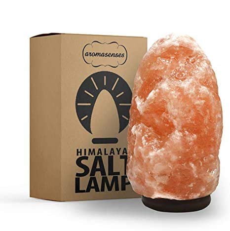 AROMASENSES Lámpara de Sal del Himalaya (5-7kg) con Base de Madera, Cable y Bombilla- Natural 100% - Hecha a Mano.