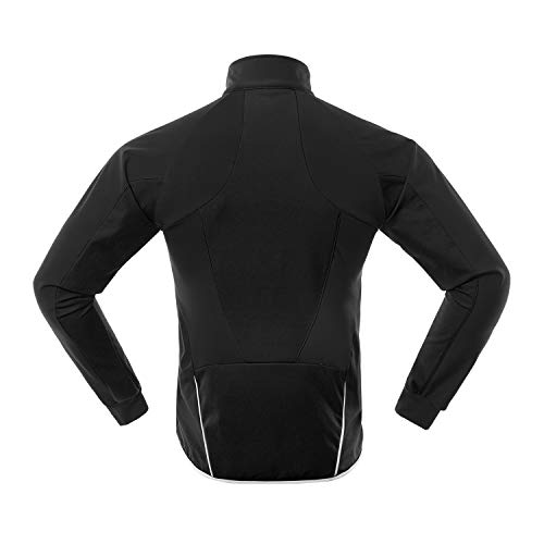 ARSUXEO Hombres Invierno Ciclismo Chaqueta Polar Softshell MTB Bike Outwear Impermeable 20B, Negro, X-Large